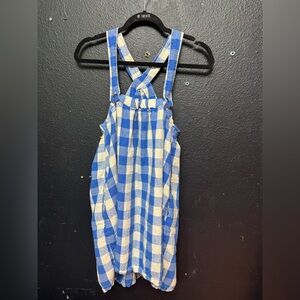 Women’s The Get Blue and White Checkered Overalls Dress Size Small